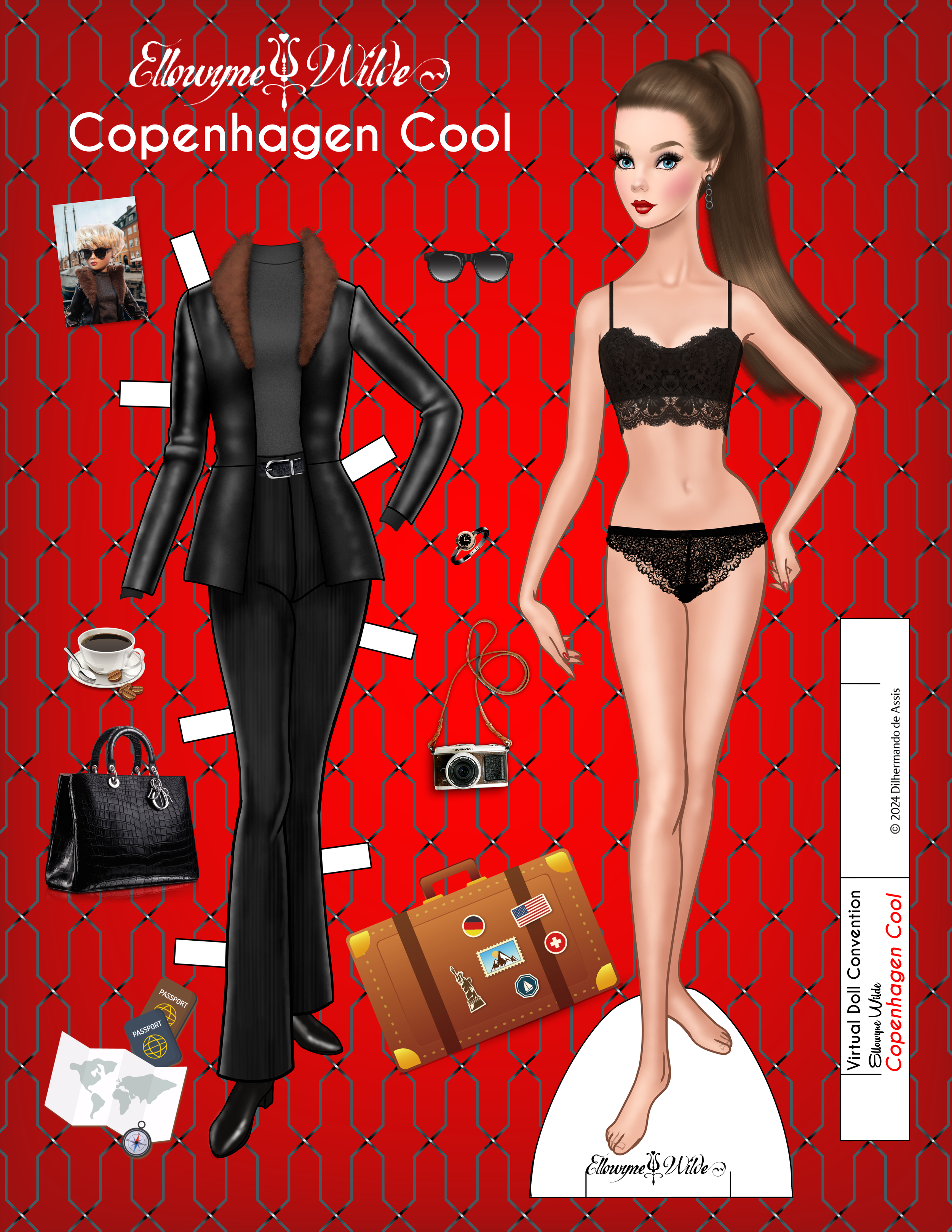 Extra in Italy” Ellowyne Wilde Paper Doll – Illustrated by